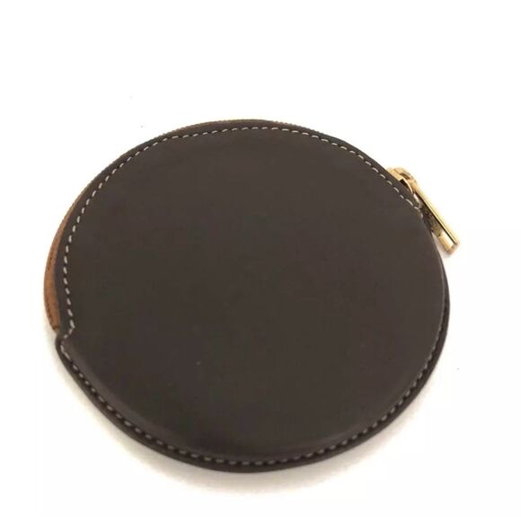 LOEWE Anagram Leather Round Coin Purse Wallet Brown - Picture 4 of 8